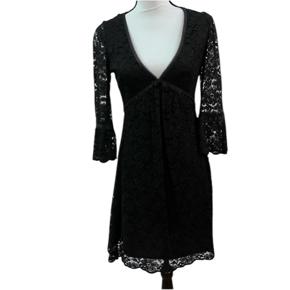Zara black lace v neckline mini dress